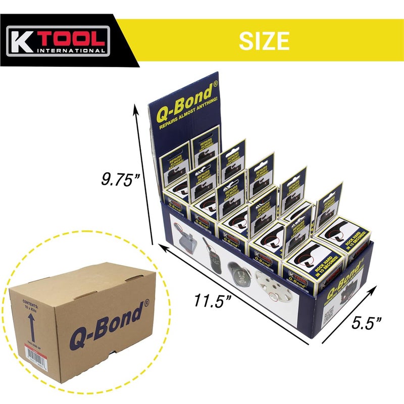 K-Tool International K Tool International 90003 Q Bond Ultra Strong Adhesive Kit for Garages, Repair Shops and, DIY, Hard Plastics/PVC/Metals, (2) Adhesive Bottles, (1) Plastic and (1) Metal Reinforcing Powders, 10 Pack - Image 5